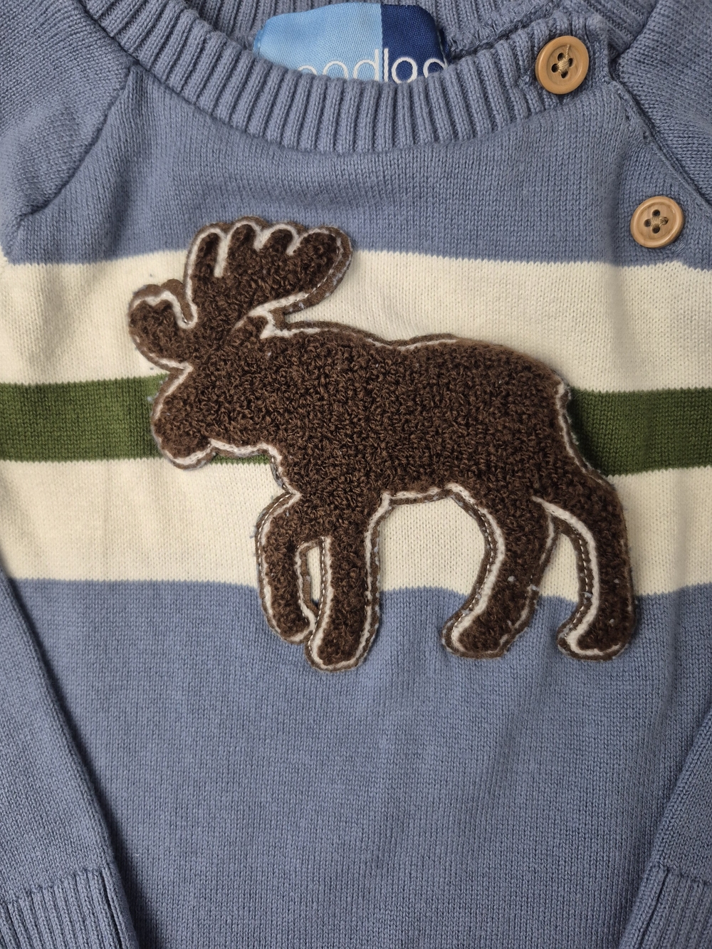Goodlad Baby Boys 18 Months Knit Moose Romper Blue Striped One-Piece Coverall - Picture 4 of 9